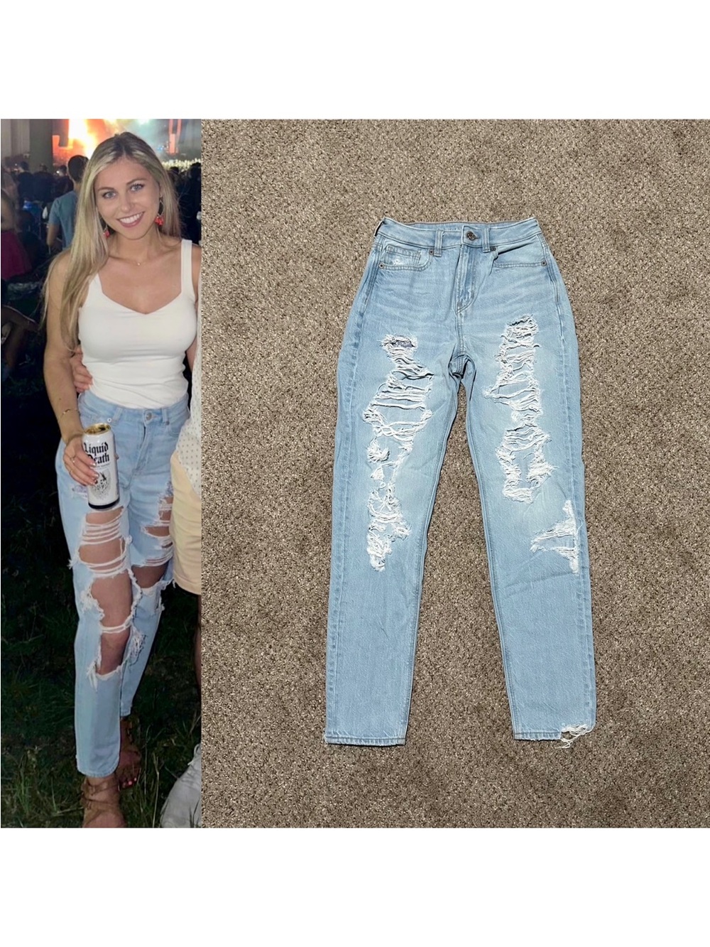 🌴 AE • Ripped Mom Straight Jean